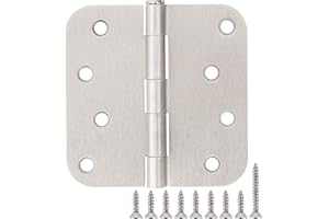 JIW 12 Pack Nickel Door Hinges Brushed Nickel 4 Inch Exterior/Interior/Front Door Hinge 4 Inch Silver 5/8"Radius Corner Residential Door Hardware Non-Removable Indoor Door Hinges 4"x4"Heavy Duty 8 Holes