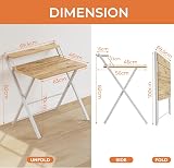 GreenForest Foldable Desk Oak No Assembly Small Desk with Monitor Shelf view 2