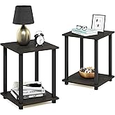 Furinno Simplistic Set of 2 End Table, Espresso/Black