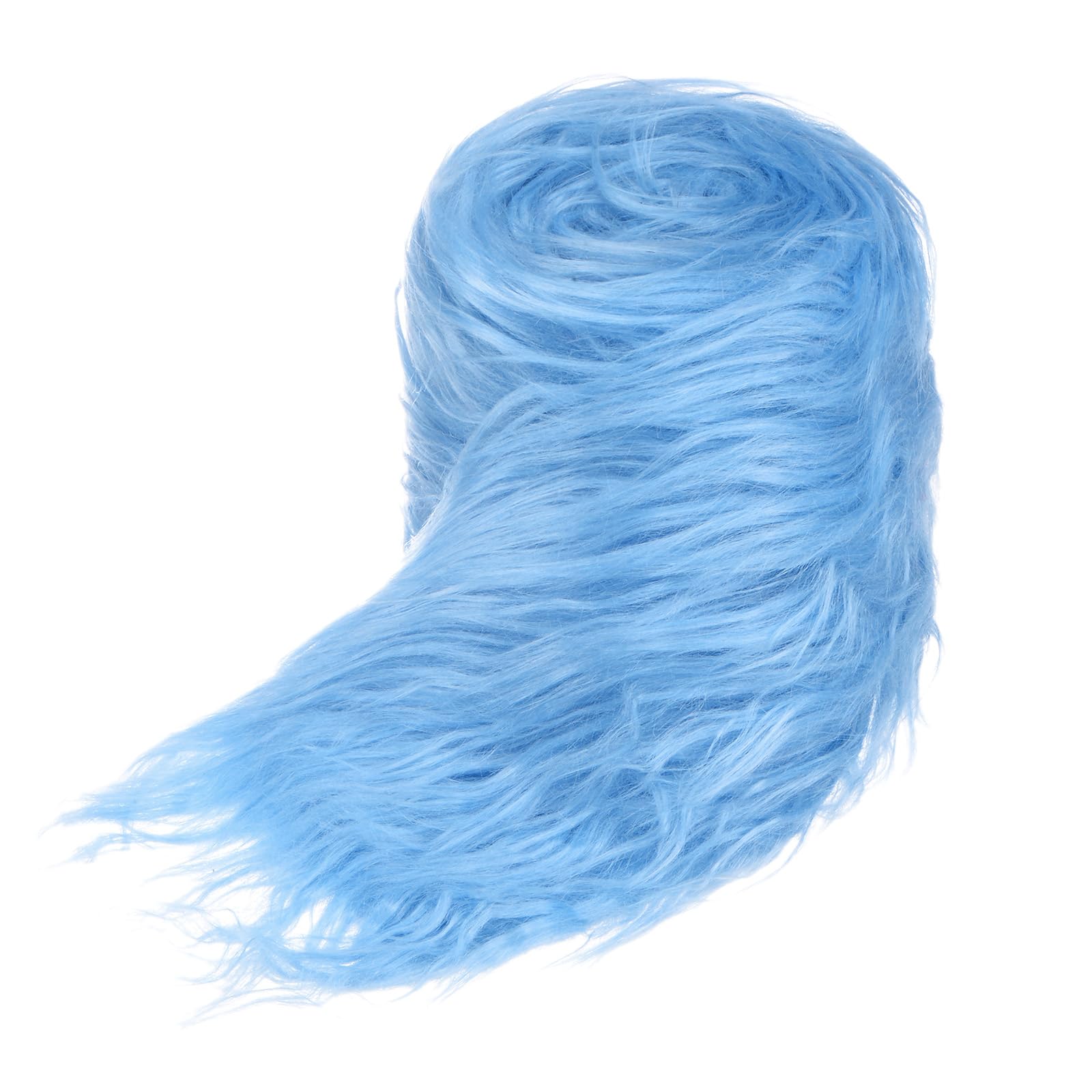 M METERXITY Faux Fur Fabric Precut Strips, 59x4 Inch Plush Faux Fur Fabric Square Fluffy Fuzzy Craft Fur for DIY Crafts/Christmas/Halloween Gnome Beard/Cosplay [Sky Blue]