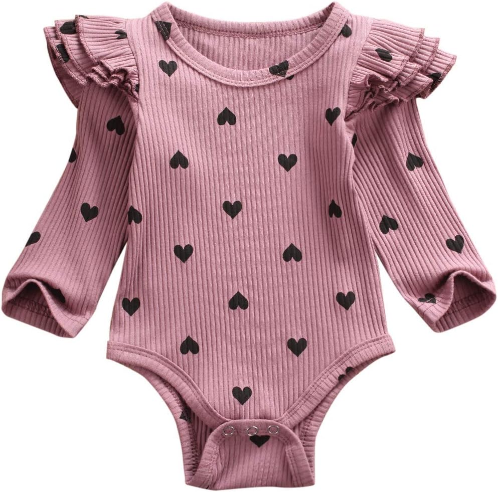 ITFABS Newborn Baby Girl Romper Bodysuits Cotton Flutter Sleeve One-Piece Romper Outfits Clothes