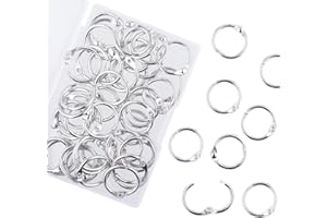 AKONEGE 0.75 Inch Loose Leaf Binder Rings, (50 Pack) Small Office Book Rings, Nickel Plated Steel Binder Rings, Keychain Key Rings, Metal Book Rings, Index Card Rings Silver, for School, Home, Office