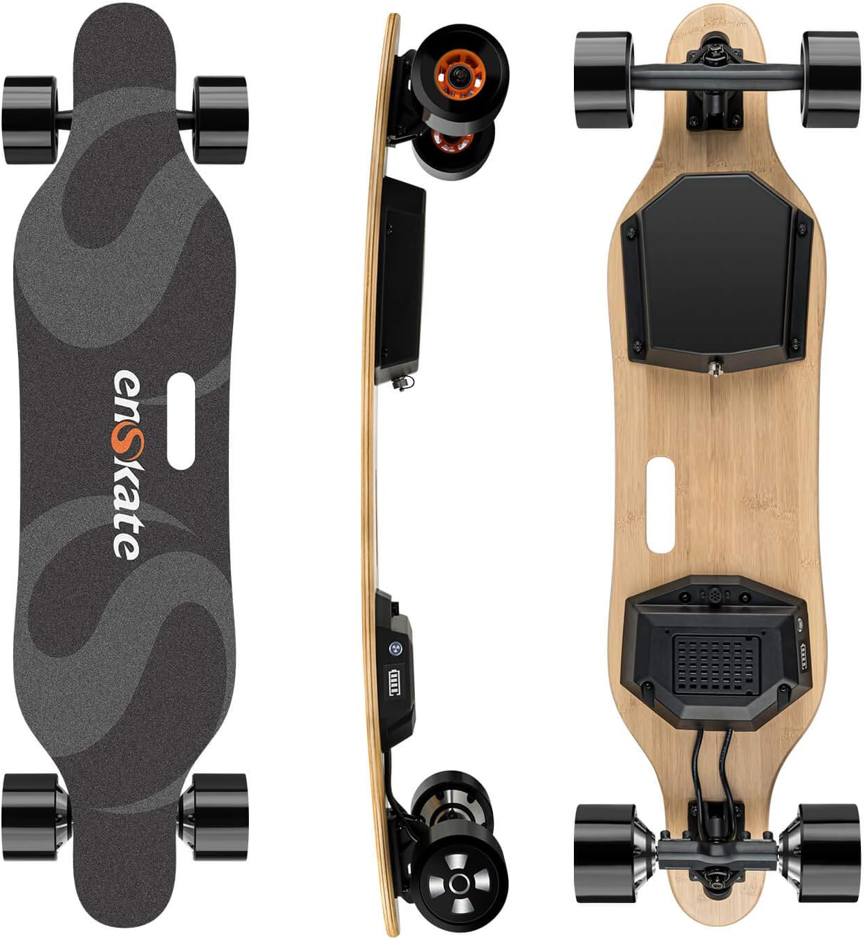 enskate R2 37'' Electric Skateboard, Max 22 MPH, 15 Miles Range, 900W Dual Motors, Smooth Braking and Acceleration with Wireless Remote, Shockproof Deck Comfortable Riding Experience