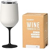 Huski Wine Tumbler 2.0 | NEW | Award-winning Design with Detachable Stem | Premium Stainless Steel Wine Glass with Lid | Triple Insulated Tumbler | 12oz Capacity | Great Gift (White)