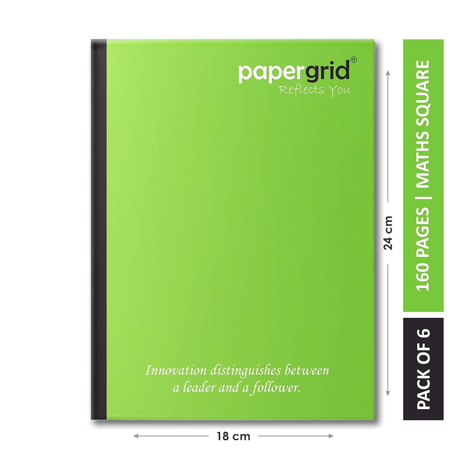 Papergrid Notebook King Size (24 cm x 18 cm), Maths Square, 160 Pages, Soft Cover Pack of 6