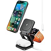 Antank 3 in 1 Charging Station for Apple, Magnetic Foldable Wireless Charger Stand, Portable Travel Charger for iPhone 15 14
