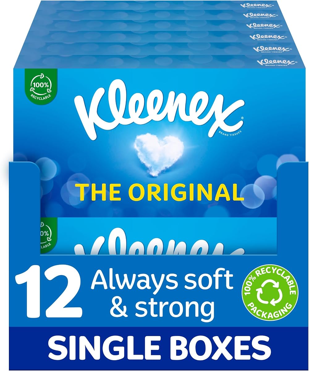 Kleenex Original Facial Tissues 12 Pack Box - Soft Cotton Touch