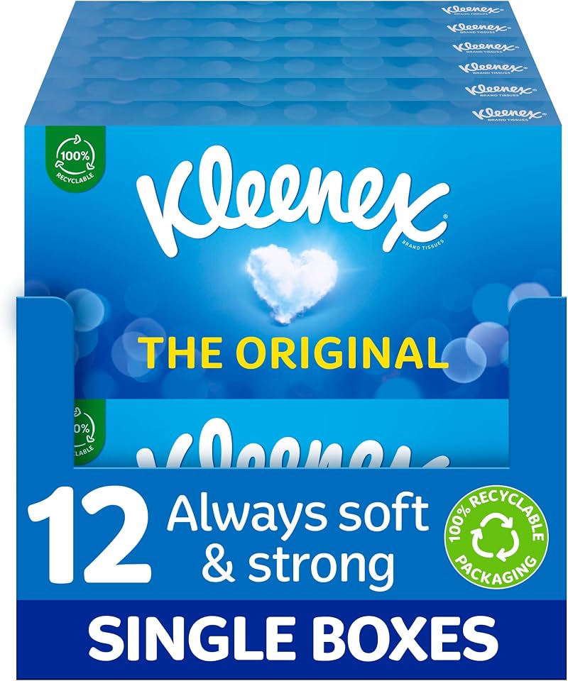 Kleenex Original Facial Tissues 12 Pack Box - Soft Cotton Touch