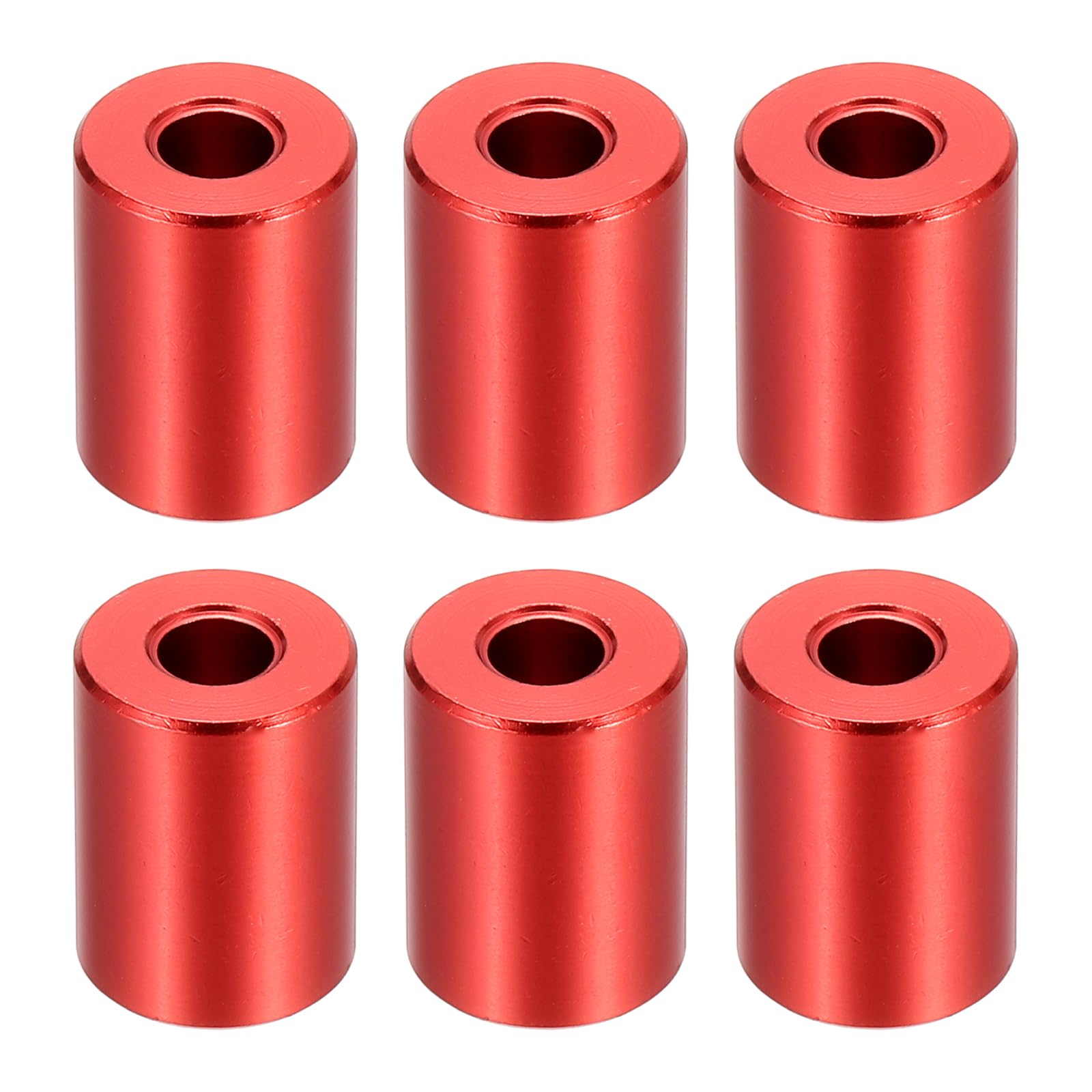 PATIKIL M6 Aluminum Spacers, 6 Pcs Metal Spacers Aluminum 6.2mm ID x 15mm OD x 20mm L Aluminum Spacer Screw Standoff Round for 1/4" or M6 Screw Bolts,Red