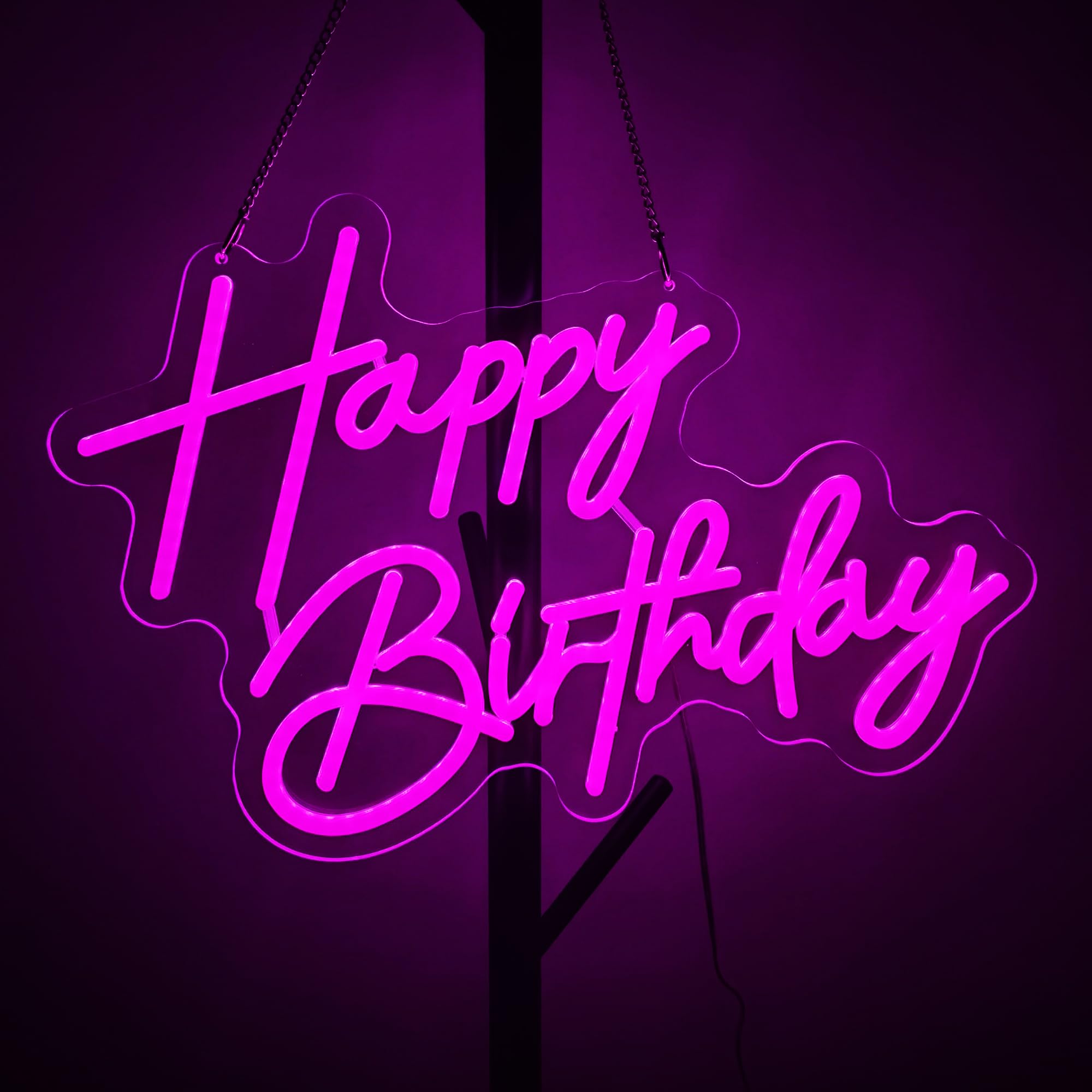 Photo 1 of Happy Birthday Neon Sign Art Wall Lights for Beer Bar Club Bedroom Hotel Pub Cafe Wedding Birthday Party Gifts (Pink)