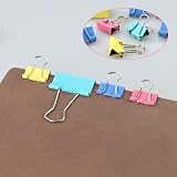HXMJIED 50 Pcs Colored Binder Clips 15/19/25mm Metal Foldback view 3