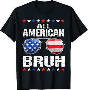 All American Bruh 4th of July Boys Patriotic USA Teens Kids T-Shirt