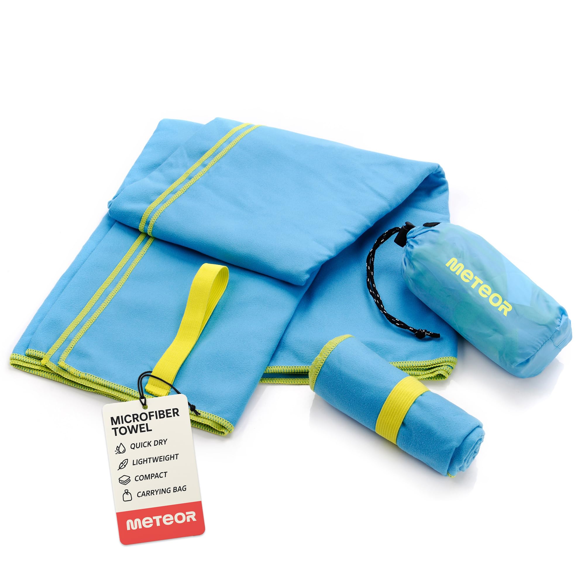 meteor microfibre towel – Lightweight travel towel for gym, swimming, backpacking – Compact & quick-dry gym towels with carry pouch – Travels Ideal for everyday use and trips – 42 x 55 cm – Blue