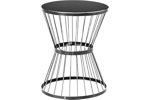 Outsunny 16" Steel Patio Side Table, Garden End Table with Hourglass Design, Accent Table for Outdoor and Indoor Use, Distressed Black
