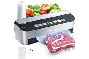 BEELICIOUS PRO Vacuum Sealer Machine, Beelicious® 85KPA Fully Automatic 8-IN-1 Food Sealer with Bags Storage, Build-in Cutter, Moist Mode and Air Suction Hose | Digital Countdown | Sous Vide