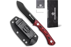 DRACHENADER 8.23-Inch Tactical Fixed Blade Hunting Skinning Knife RED-ROCK, D2 Steel Blade Survival Knife with Horizontal Carry Kydex Sheath, G10 Handle for Men