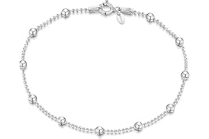 Amberta 925 Sterling Silver 3.2 mm / 1.1 mm Ball Bead Chain Bracelet Size: 7 7.5 8 inch