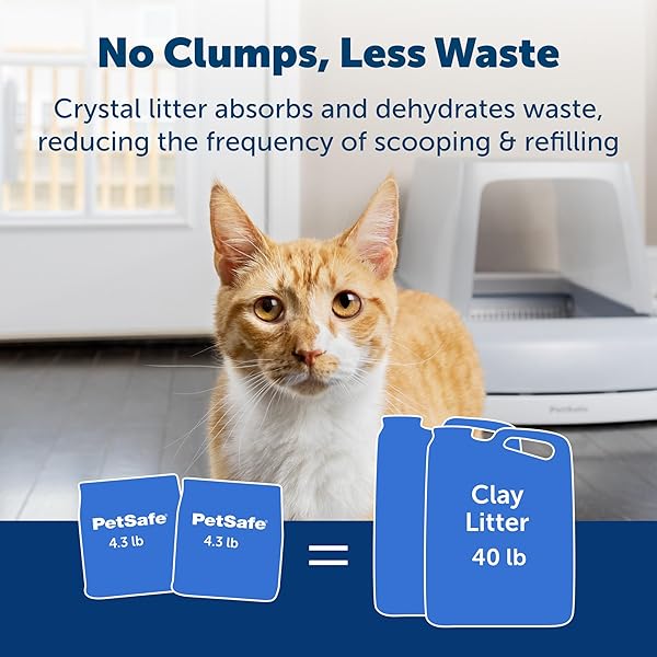 PETSAFE SCOOPFREE PREMIUM CRYSTAL CAT LITTER – OUTPERFORMS CLAY LITTER – REFILL PACKS – REUSABLE TRAY COMPATIBLE – FRESH SCENT – 4.3 LB BAGS – 2 PACK