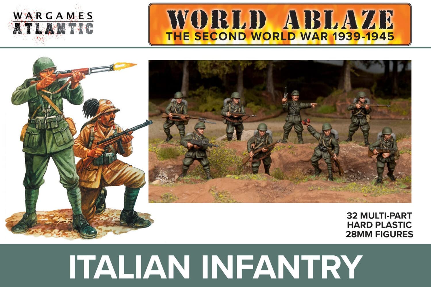 Wargames Atlantic - World Ablaze: The Second World War 1939-1945 - Italian Infantry (32 Multi Part Hard Plastic 28mm Figures)
