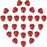 PH PandaHall 30pcs Strawberry Beads, 3D Fruit Beads Lampwork Glass Beads Spacer Loose Beads Red Imitation Strawberry Pendants for Spring Summer Bracelets Necklace Earring Christmas Jewelry Making