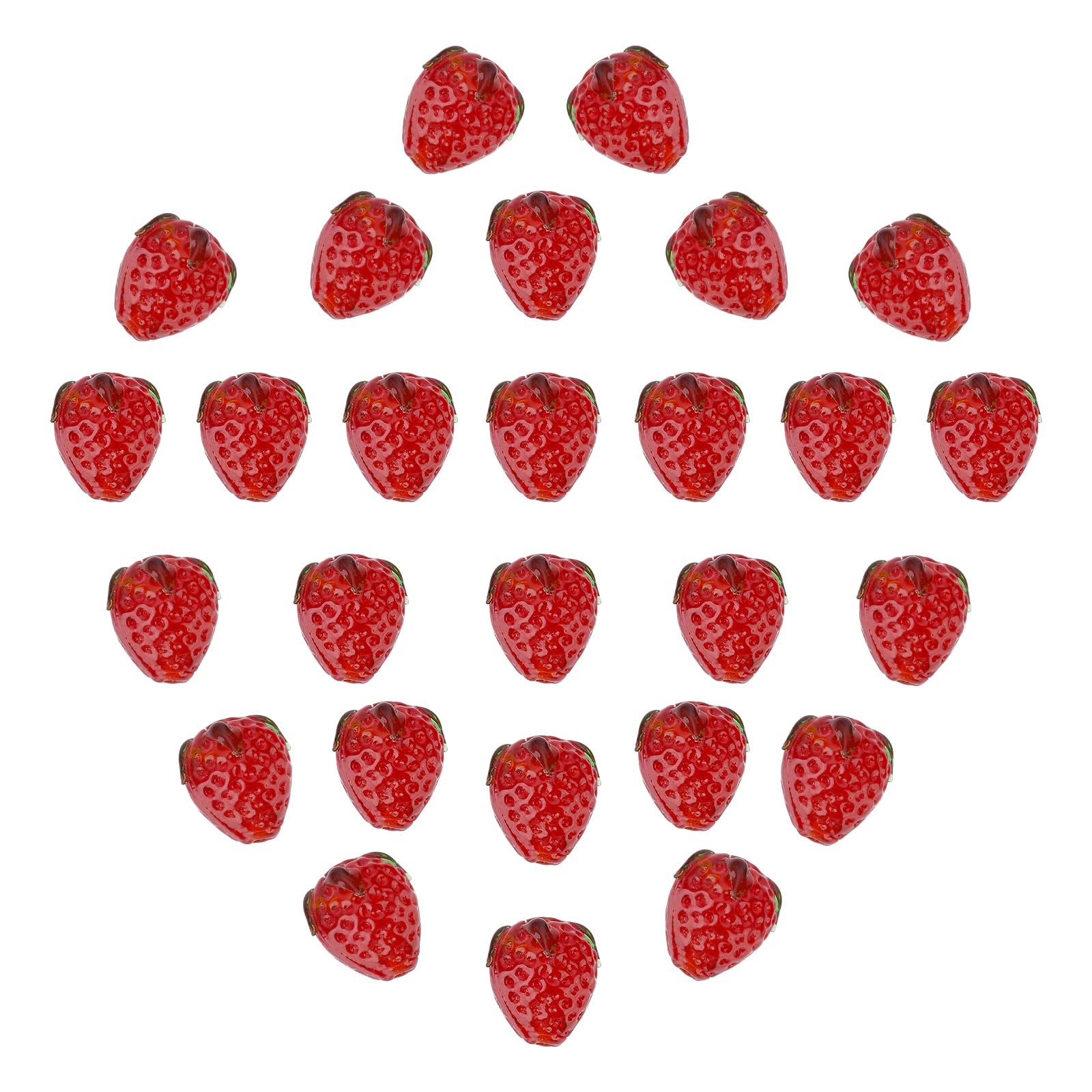 PH PandaHall 30pcs Strawberry Beads, 3D Fruit Beads Lampwork Glass Beads Spacer Loose Beads Red Cute Charms Imitation Strawberry Pendants for Jewellery Bracelet Making DIY Crafts