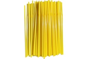 YAOSHENG 200pcs Plastic Yellow Straw 8.26" x 0.2"Solid Colors Flexible Drinking Straws, Plastic Disposable Bendy Straws (Yell