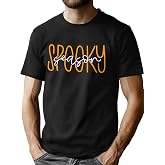 PICKID Halloween Shirts for Men: Ghost Pumpkin Graphic T-Shirt | Spooky Season Long Sleeve Tops, Soft and Breathable Fabric, Comfortbale Fit, Perfect for Halloween and Fall Casual Wear