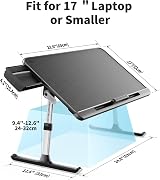 SAIJI Laptop Bed Table with Drawer, 17in Desk, Folding Legs, 40kg Load view 6