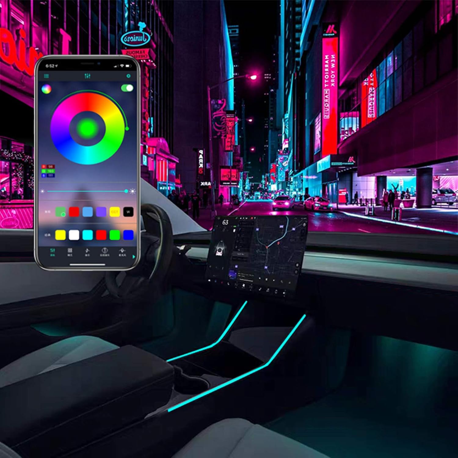 Amazon Com Kikimo Tesla Model 3 Model Y Interior Neon Lights Model 3 Y Accessories For Car Decor Rgb Led Strip Lights With App Controlled 16 Million Colors Optional Automotive