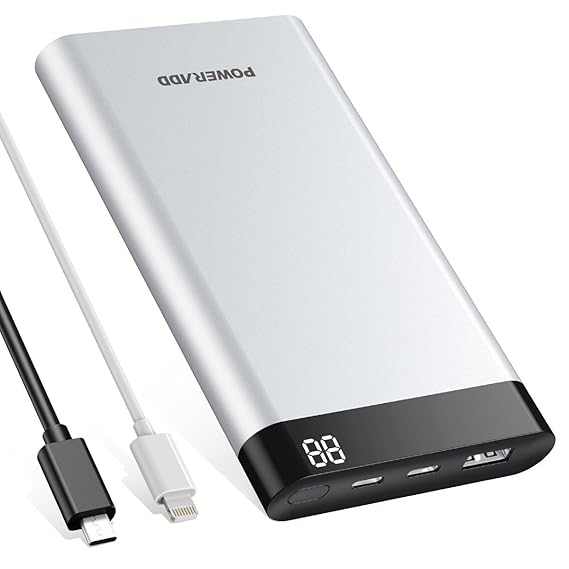 POWERADD Virgo? Powerbank 10000mAh, Externer Akku mit LED Digitalanzeige, 1 USB C Port, 1 Input und 1 USB Output, superschnel
