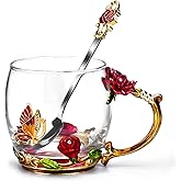 OEAGO Gifts for Mom Women Valentines Day Gifts for Her Glass Coffee Enamels Mug Best Birthday Valentine's for Girlfriend Wife Mothers Day from Daughter Son Tea Cup Stocking Stuffers Christmas