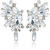 Met-edianger Vintage Rhinestone Statement Earrings Retro Big Cluster Crystal Drop Dangle Earrings for Women