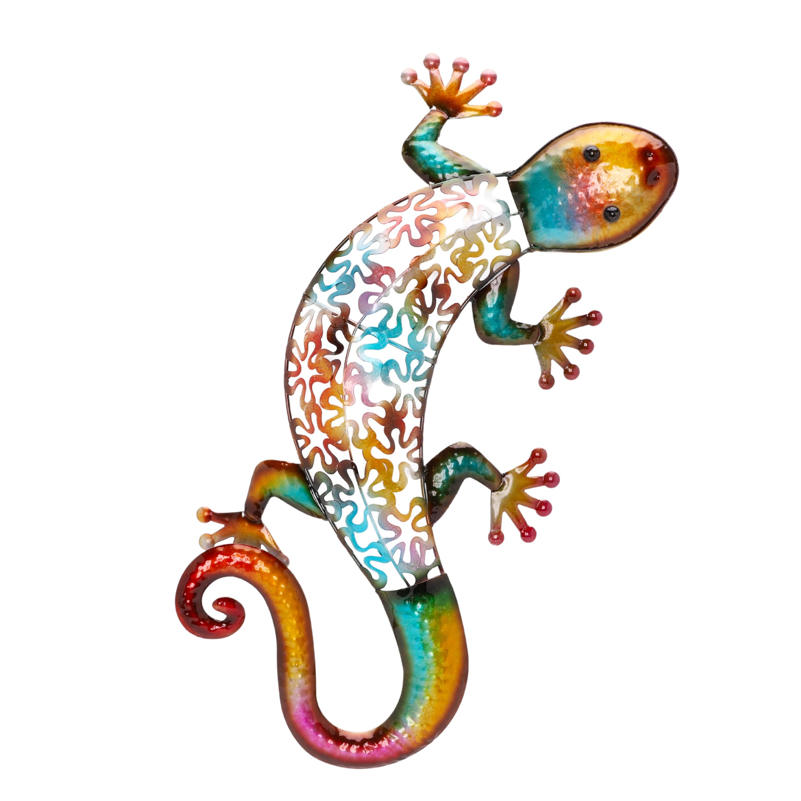 Christmas Concepts® 53cm (21") Colourful Metal Gecko Wall Art - Indoor/Outdoor Garden Decoration