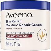 Aveeno Skin Relief Intense Moisture Repair Body Cream with Triple Oat & Shea Butter Formula, Helps Heal, Repair & Restore Very Dry Skin with Long-Lasting Moisture, Fragrance-Free, 11 oz