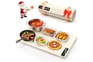 BXJUW Warming Mat for Food – Electric Warming Tray with 4 Temp Settings & Timer, Portable Rollable Food Warming Mat for Countertop Ideal Food Warmer for Buffets, Parties, for Women Men