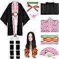 MEEZY 12 Pcs Japanese Anime Kimono Outfits Halloween Cosplay Costume for Kids Boys and Adults
