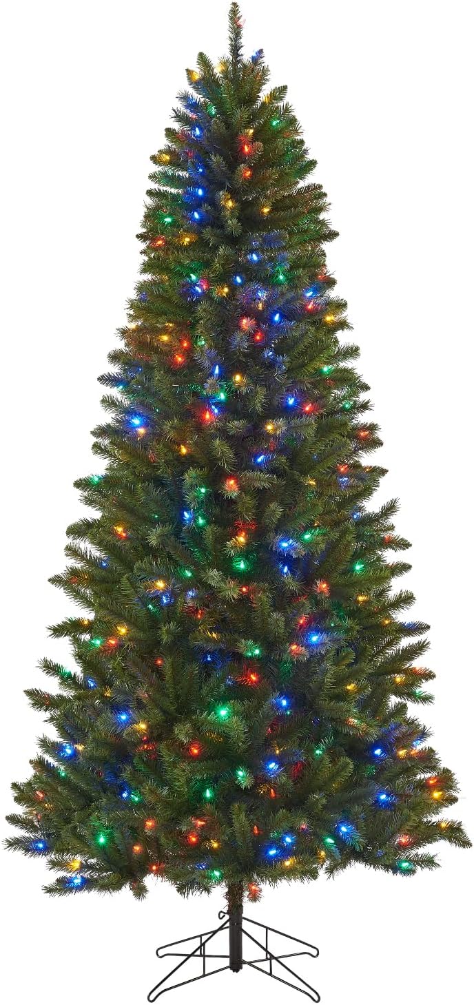 Trees - Honeywell 7.5 ft Pre-Lit Christmas Tree, Eagle Peak Pine Artificial Christmas Tree with 450 Color-Changing LED Lights, Xmas Tree with 1321 PVC Tips,Tree Top Connector, UL Certified