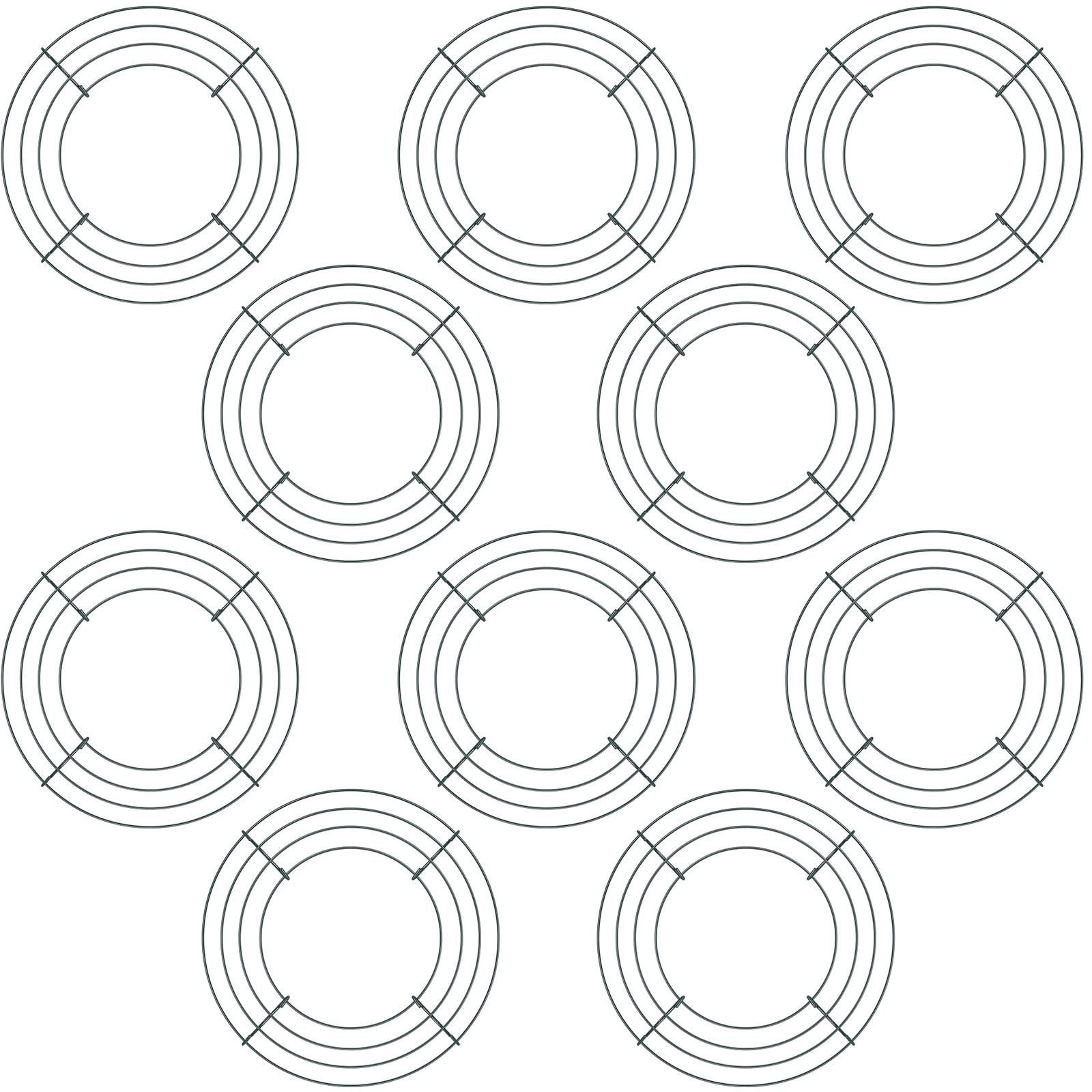 Hotop 10 Packs Christmas Metal Wreath Frame Green Round Wire Wreath Making Ring DIY Macrame Floral Crafts Wire Form Christmas Decoration Door Craft (8 Inches)