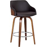 Alec Faux Leather Swivel Barstool, 30" Bar Height, Brown