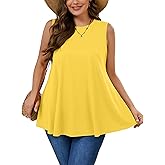 AusLook Plus Size Women's Tank Tops Summer Crew Neck Sleeveless Flowy Tops Business 2025 Basic Loose Dressy Work Shirts