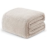 Exclusivo Mezcla Fleece Bed Blanket King Size, Super Soft and Warm Blankets for Couch, Sofa and Bed Waffle Textured, Cozy, Fuzzy and Lightweight (Tan, 90x104 Inches)