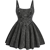 SOLY HUX Women's Plus Size Scoop Neck Denim Dress Sleeveless A Line Flowy Mini Jean Dresses