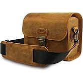 MegaGear Pebble Genuine Leather Camera Messenger Bag for Mirrorless, Instant and DSLR Cameras