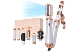 YITRUST 6 in One Hair Dryer Brush, Upgrade Blow Dryer Brush Hot Air Brush, Curly Twist Curling Iron Brush Air Curler Air Styler Wrap, Negative Ion Brush Blow Dryer Hot Brush Styler, Travel Hair Styling Tool