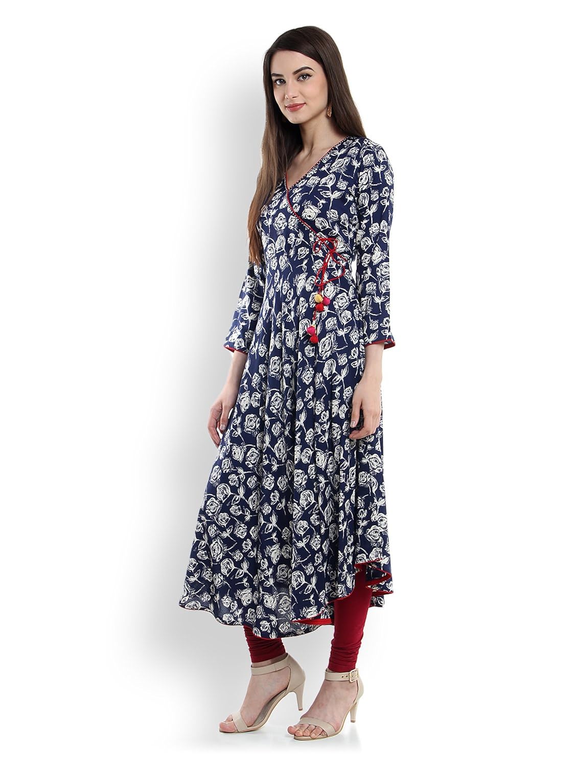tissu women's viscose anarkali kurti with tassel and sequinned (tissu 1710_blue)
