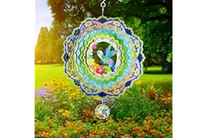 BESTMAL Hummingbird Wind Spinners, Hummingbird Gifts for Women Mom Mother Grandma Wife, 12 inch Metal Hanging Wind Spinner for Outdoor & Indoor, Hummingbird Decor Valentines Day Gifts Decorations Ornaments