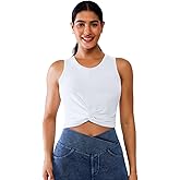 BRXL Padded Racerback Workout Cropped Tank Top Sleeveless Twist Front Athletic Shirts Yoga Gym for Women