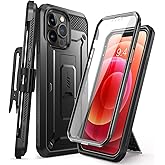 SUPCASE for iPhone 13 Pro Case with Stand & Belt-Clip (Unicorn Beetle Pro), [Built-in Screen Protector] [Military-Grade Protection] Heavy Duty Rugged Kickstand Phone Case, Black
