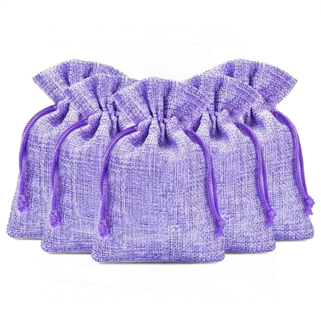 3drom 5 Lilac Hessian Bags filled with Natural Organic French Provence Lavender 7x9 Sized Sachets