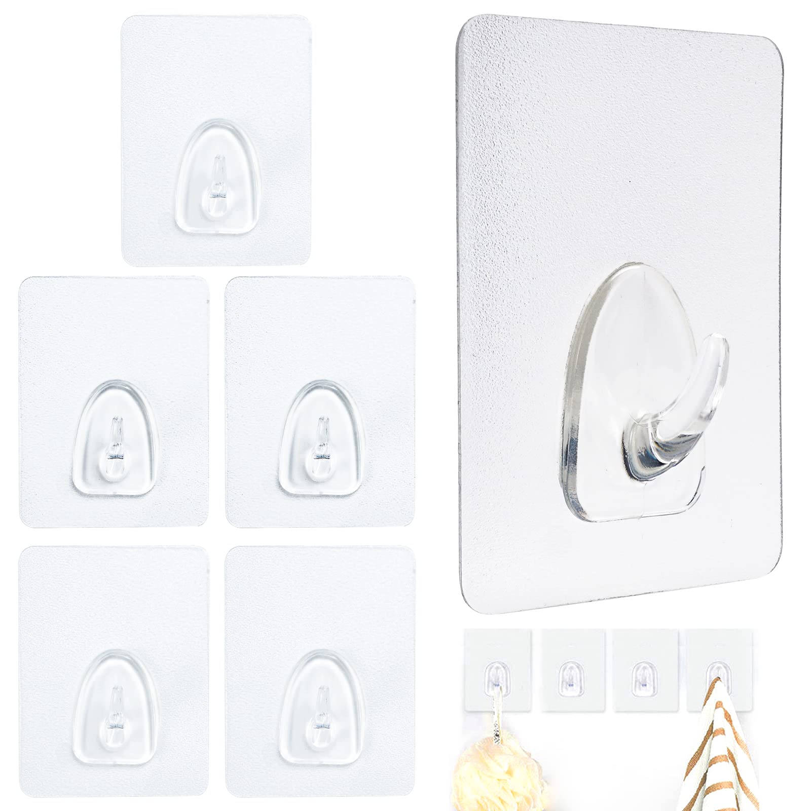 Magic Hooks QVC, Pack of 6 Magic Hooks Original, Waterproof Miracle Hooks for Kitchen and Bathrooms, Max 10 kg (6 x 8 cm)